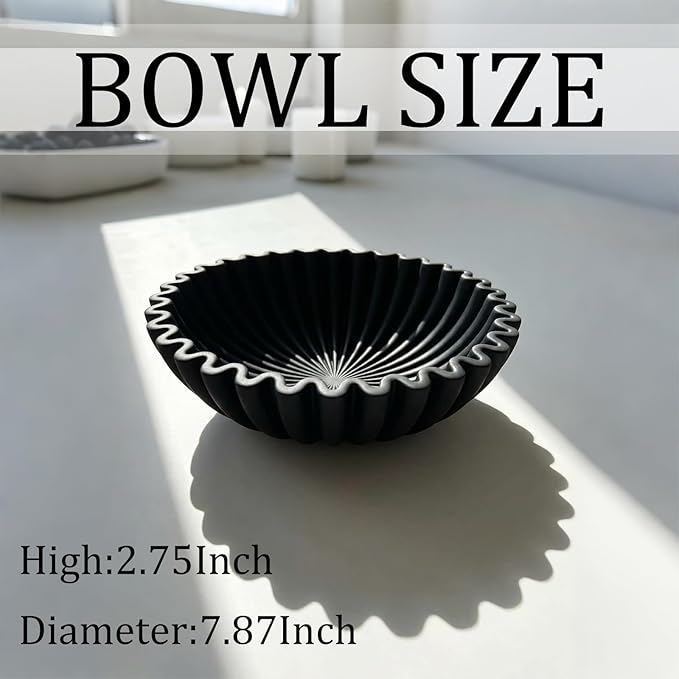 Decorative Bowls for home decor, fruit bowl for kitchen counter, Scalloped key bowl for entryway table