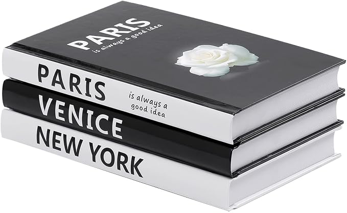Decorative Books for Home Decor, 3 Pcs Coffee Table Books Decor, Faux Book for Decoration, Designer Fashion Book Decor Set for Living Room, Table, Shelf(White)