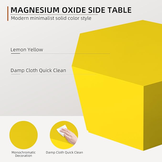 UPHA 28" Hexagon Outdoor Coffee Table, Modern Hollow Concrete Patio Table, Small Minimalist Low Accent Table for Living Room, Balcony, Deck, Backyard, Lemon Yellow