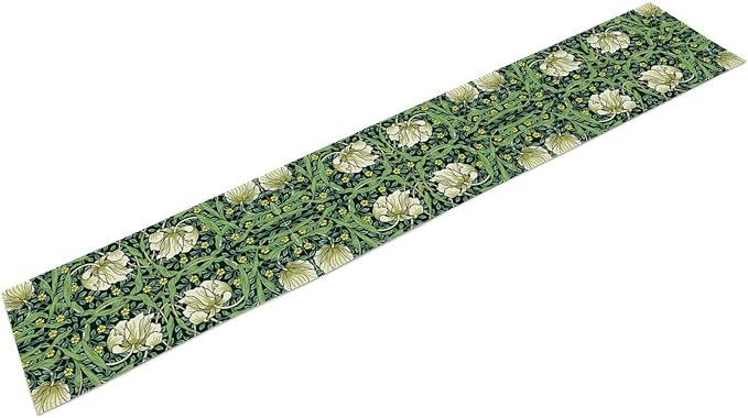 William Morris Vintage Flower Table Runner, Beautiful Vintage Boho Floral Tree Plant Pattern Dinner Runner for Home Kitchen Dining Table Decoration 13x70 Inch