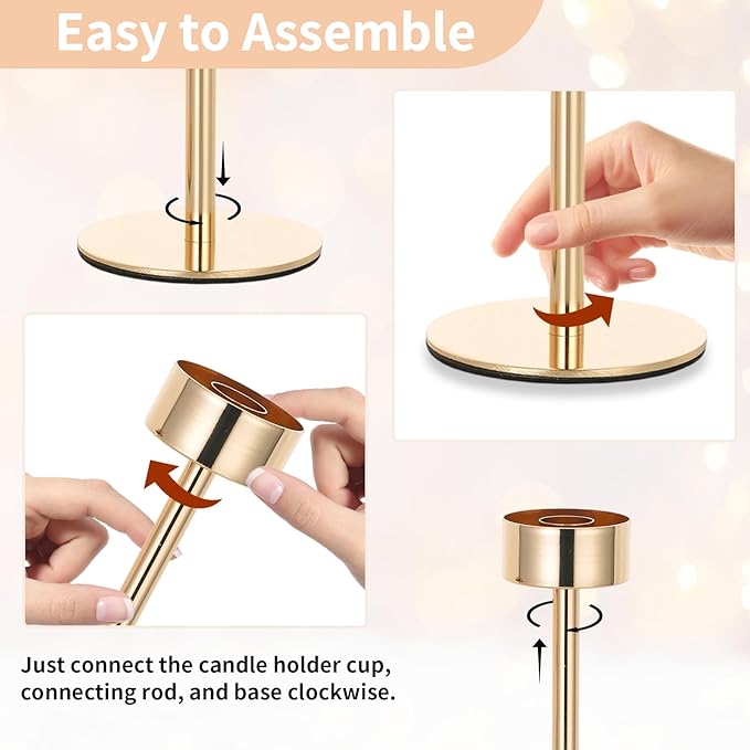 NUPTIO Hurricane Candle Holder for Centerpiece: Set of 6 Tall Candle Stick Holder with Ribbed Glass Cover - Bulk Fluted Taper Candlestick Decor for Living Room Thanksgiving Christmas