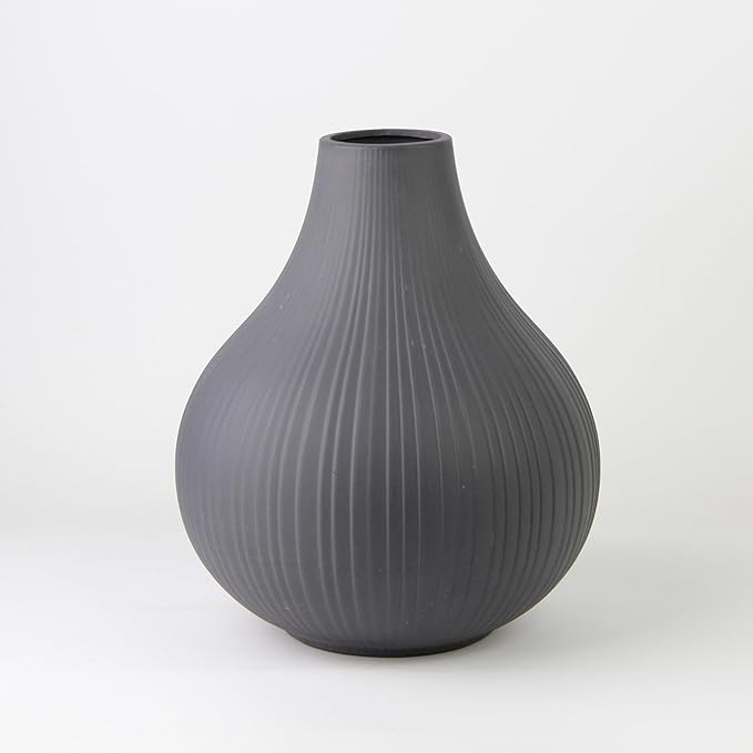 Large Ceramic Vase Modern Vase Black Gray Vase for Room, Big Belly Vases Minimalism Style for Home Decor，Flower Vases Decorative Vase for Shelf Decor/Table/Living Room/Office (Black Gray, 9.5Inches)