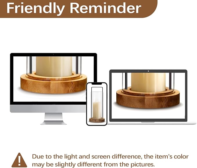 Houmury Set of 2 Hurricane Candle Holders Lantern 12” & 10”with Wood Base Metal Handle Glass Cylinder Modern Farmhouse Decor for Home Decoration, Table Centerpieces (Warm Amber Brown)
