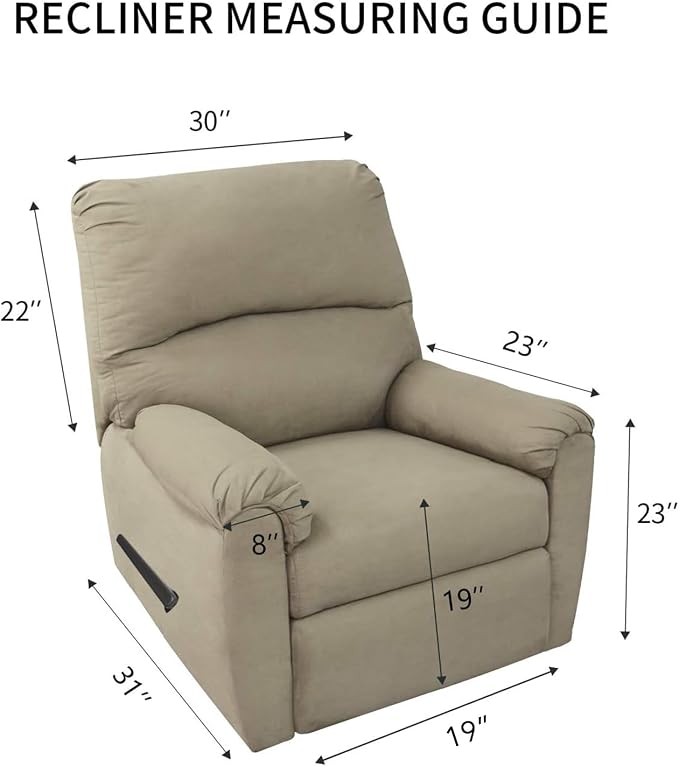 PureFit Reversible Quilted Sofa Cover, Water Resistant Slipcover Furniture Protector, Washable Couch Cover with Non Slip and Elastic Straps for Kids, Dogs, Pets (Small Recliner, Gray/Gray)