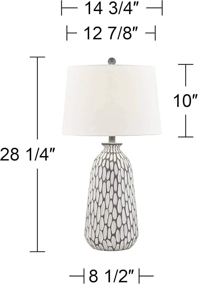 360 Lighting Carlton Modern Coastal Table Lamps 28 1/4" Tall Set of 2 Gray Wash Off White Fabric Tapered Drum Shade for Cottage Core Living Room Bedroom House Bedside Nightstand Home Office Family