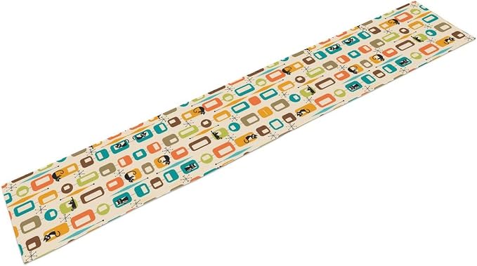 Mid Century Table Runner, Modern Atomic Pattern Absctract Geometric Retro 1950S 1960S Dinner Runner for Home Kitchen Dining Table Decoration 13x108 Inch
