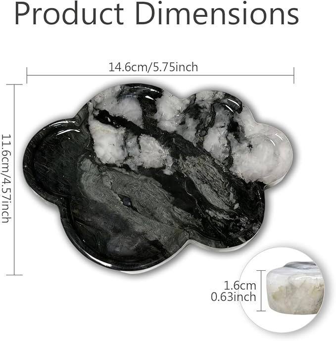 Natural Marble Tray Cloud Shape Vanity Trays, Jewelry Trays Holder Dish for Bathroom Countertop Home Decor Gift Dark Green