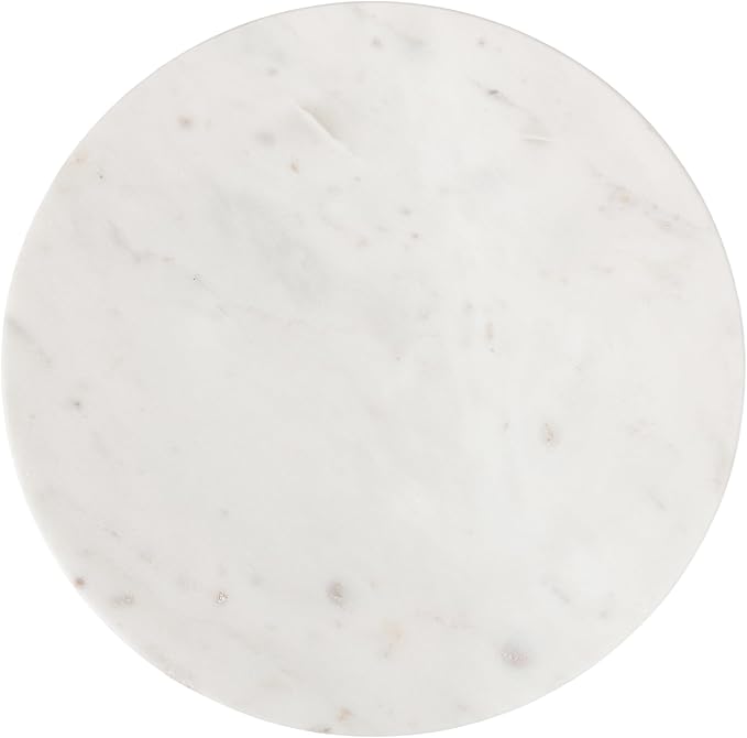 Kate and Laurel Tira Elegant Round Drink Table, 10 x 22, White Marble and Gold, Modern Glam Circle Martini Table for Use as a Small Bedroom Nightstand or Living Room Plant Stand Option
