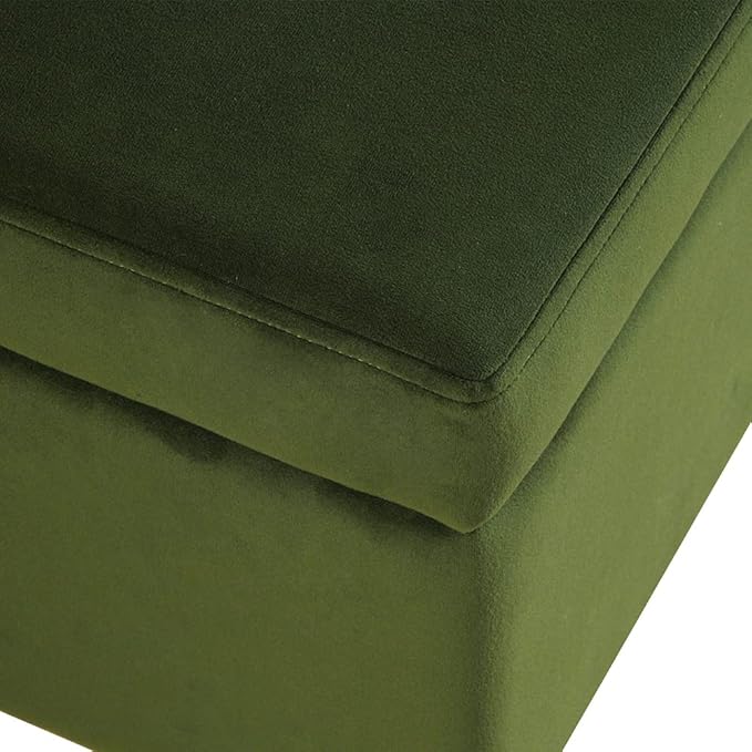 HomePop Upholstered Storage Bench with Metal Leg, 32" W, Blush Green