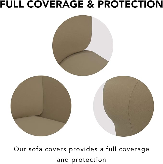 PureFit Super Stretch Sofa Slipcover – Spandex Non Slip Soft Couch Sofa Cover, Washable Furniture Protector with Non Skid Foam and Elastic Bottom for Kids, Pets （Loveseat, Tan）