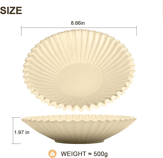 Brown Small Decorative Bowl - Stylish Resin Purse Bowls - Key Bowl for Entryway Table - Artificial Scalloped Ruffle Bowl for Display Centerpiece