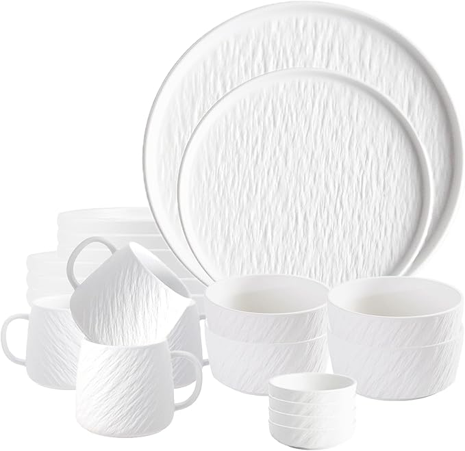 Matte Ceramic Dinnerware set with Mugs for 4, 20 Pieces, Kitchen Plates and Bowls Set Porcelain, Dish set for 4, Dishware Sets Stoneware Dinner Plates Sets Platos de Cocina Vajilla