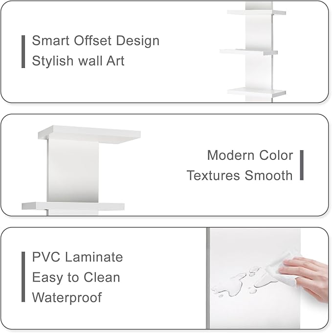 VIWODS 5 Tier Wall Shelf Unit-White Floating Shelves for Home Decor, Modern Unique Asymmetric Design for Bedroom & Living Room Storage