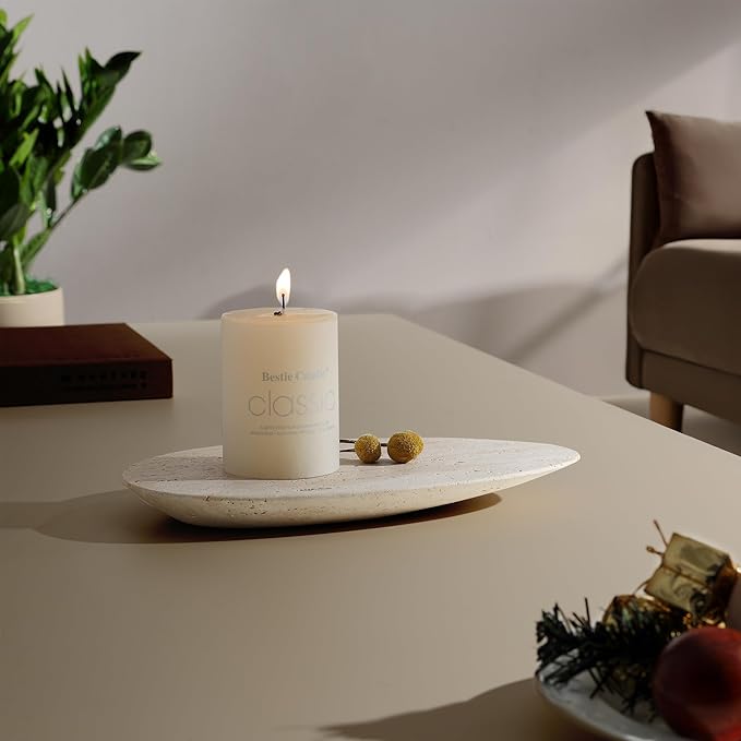 Unique Decorative Tray, 12x6.7 Inch Natural Travertine Tray for Jewelry, Rings, Candle Holder, Bathroom Vanity & Tabletop Decor