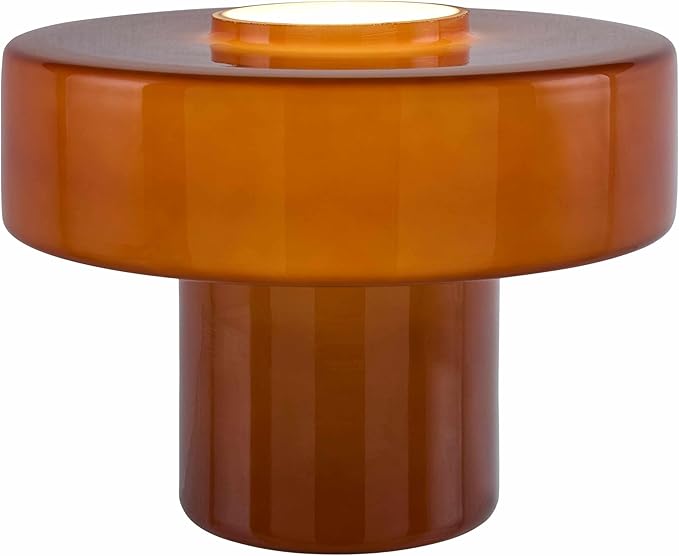 BoutiqueRugs Lauenhagen Contemporary Geometric Glass Bedside Table Lamp for Bedroom Nightstand - Modern End Side Lighting for Living Room - Brown, Rust - 7" H