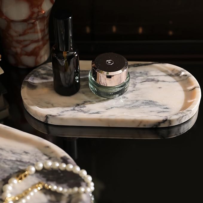 Natural Marble Cloud Shape Jewelry Tray, Key Tray for Entryway Table, Jewelry Dish Trinket Tray for Home Décor, Ring Holder for Women Gift, DAEBFC (10"(25cm) X 5"(12.5cm))
