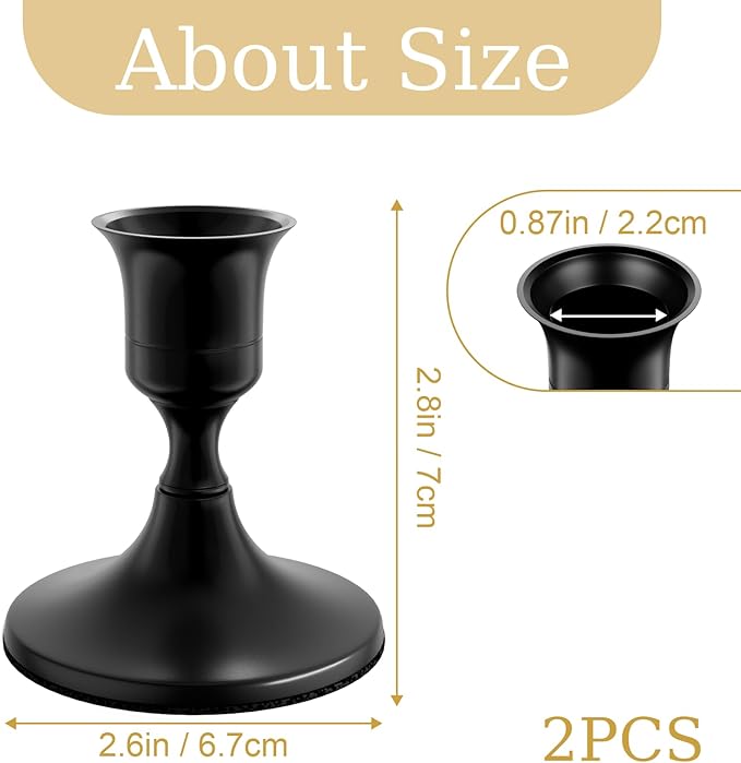 zeochyni Black Taper Candle Holders Set of 2, Vintage Metal Candlestick Holders for Dinner Room Table Centerpiece or Mantel Wedding Party Decor