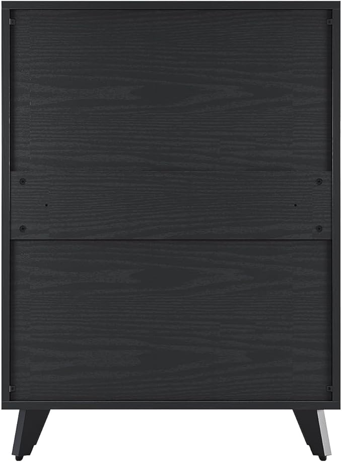 Angel Sar Rattan Shoe Cabinet, Slim Shoe Storage Cabinet for Entryway with 2 Flip Drawers, Adjustable Shelves, Golden Handles & Sturdy Metal Legs, Storage Organizer for Entryway, Hallway, Black