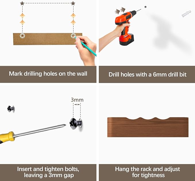 Coat Rack Wall Mount with Hidden Hooks, Wall Hooks with Shelf, Wall Key Holder Mount Wooden Shelf Entryway Hooks for Bedroom Bathroom for Hanging Coats Hats Bags Towels (Walnut Wave-Shape, 5 Hooks)