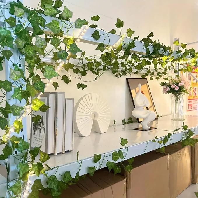RECUTMS Fake Vines for Room Decor 86 FT Artificial Ivy Garland Hanging Plants Faux Greenery Leaves Bedroom Decor Aesthetic for Wall Wedding Party Home Garden Office Patio Outdoor Decoration(12 Pack)