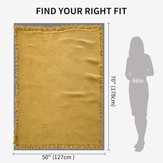50x70 in Muslin Blanket for Adults, 6 Layer Gauze Blanket Throw | 100% Cotton muslin blanket Lightweight, Breathable & Soft, Twin 50"x70, All-Season Throw for Bed, Couch, or Travel