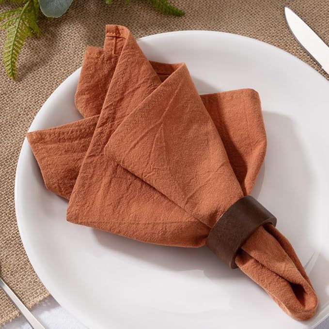 MLMW Terracotta Cloth Napkins Set of 6 Linen Dinner Cotton Spring Napkins Cloth Bulk Washable Napkins16×16" for Wedding Party Baby Bridal Shower Birthday Table Decor