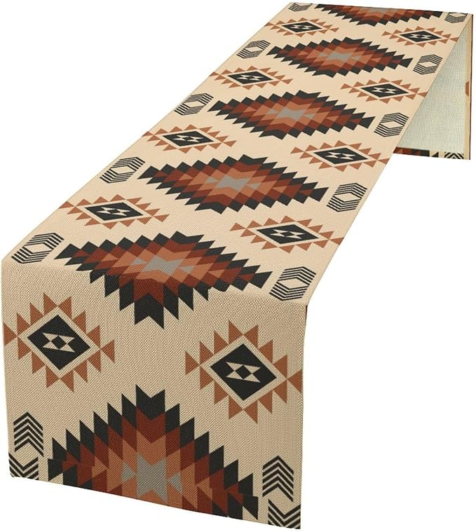 Aztec Southwest Table Runner,Ethnic Style Design Geometric Table Runners Table Setting Decor for Garden Farmhouse Wedding Party Holiday Dinner Home Coffe 13x70 Inch