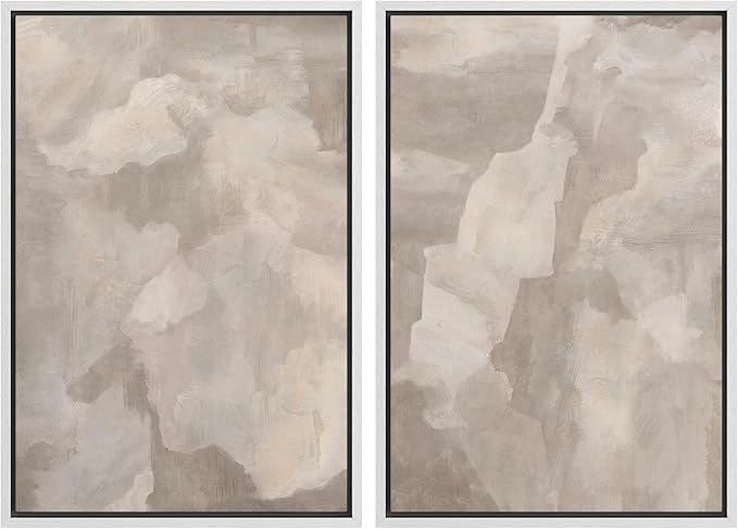 SIGNWIN Framed Canvas Print Wall Art Textured Abstract Earthy Beige Tones Illustrations Modern Art Decorative Contemporary for Living Room, Bedroom, Office - 16"x24"x2 White