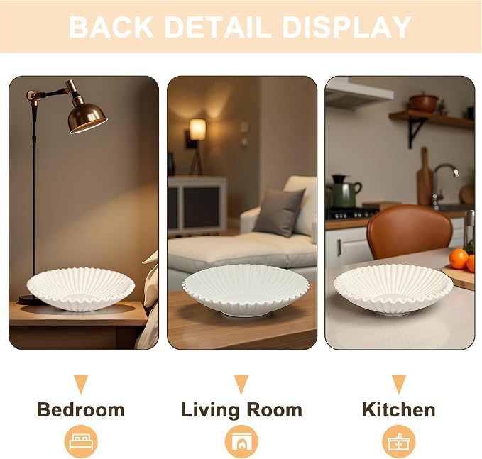 Beige Large Decorative Bowl for Home Decor - Artificial Resin Purse Bowls