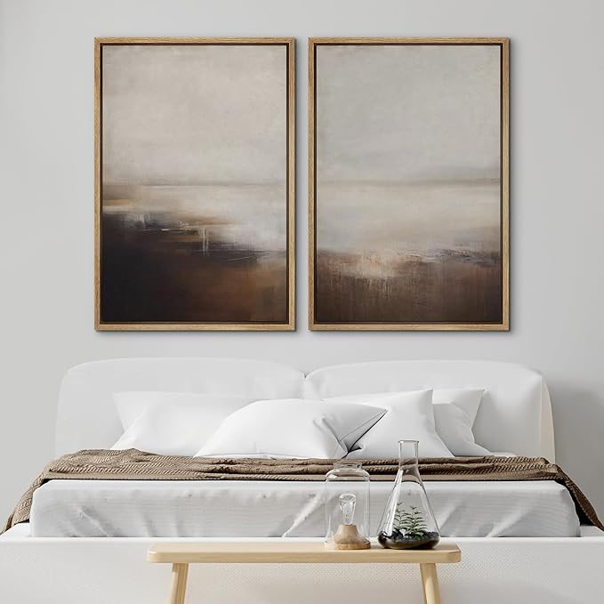 SIGNWIN Framed Canvas Print Wall Art Neutral Landscape Subtle Brown and Gray Tones Illustrations Modern Art Decorative Contemporary for Living Room, Bedroom, Office - 24"x36"x2 Natural