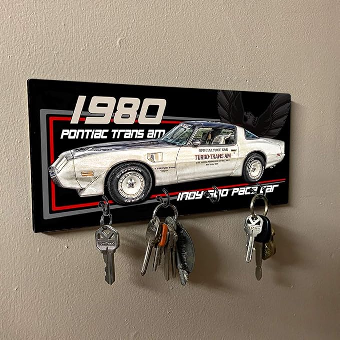 Brotherhood 1980 Compatible with Trans Am Indy 500 Pace Car Design Key Holder Organizer Wall Mount Rack for Holders The Home Keys Ring Decorative Hangers Decor Hook Hanger