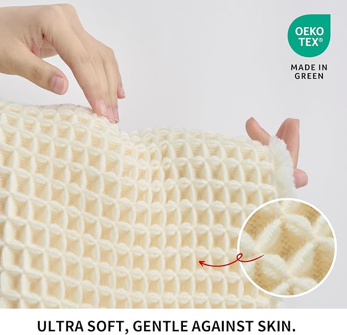 Disolla Waffle Bath Mat, Non Slip Absorbent Bathroom Runner Rug, Washable Quick Dry Ultra Soft Long Bathroom Floor Mat, Large Ivory Bath Rug for Tub Shower, 24''x59''