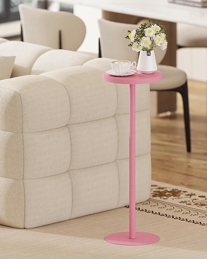 TUTOTAK Tall Round Side Table, Small End Table, Drink Table, Pedestal Side Table, livingroom, Pink TB01BP065