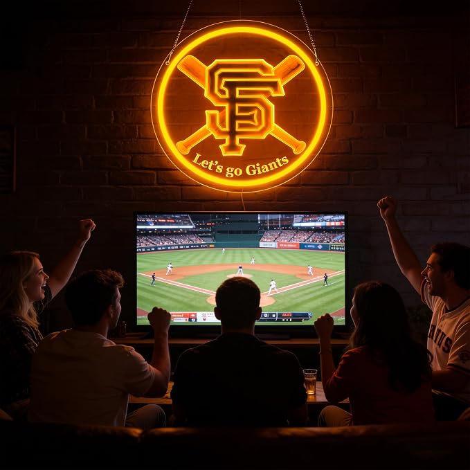 Baseball Neon Sign for Wall Decor Dimmable Baseball Team Neon Light for Man Cave Birthday Gifts for Fans Led Sport Sign for Sport Bar Club Party Garage Boys Bedroom Decor Art Size 11.8 * 11.4(FMA090)