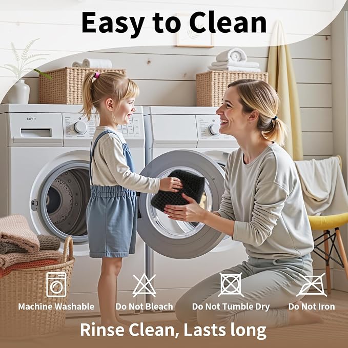Bathroom Runner Rug Set 2 Piece - Long Waffle Bath Mat for Double Sink, Washable Bathroom Mats Non Slip Absorbent Boho Decor, 18x30 & 24x60, Black