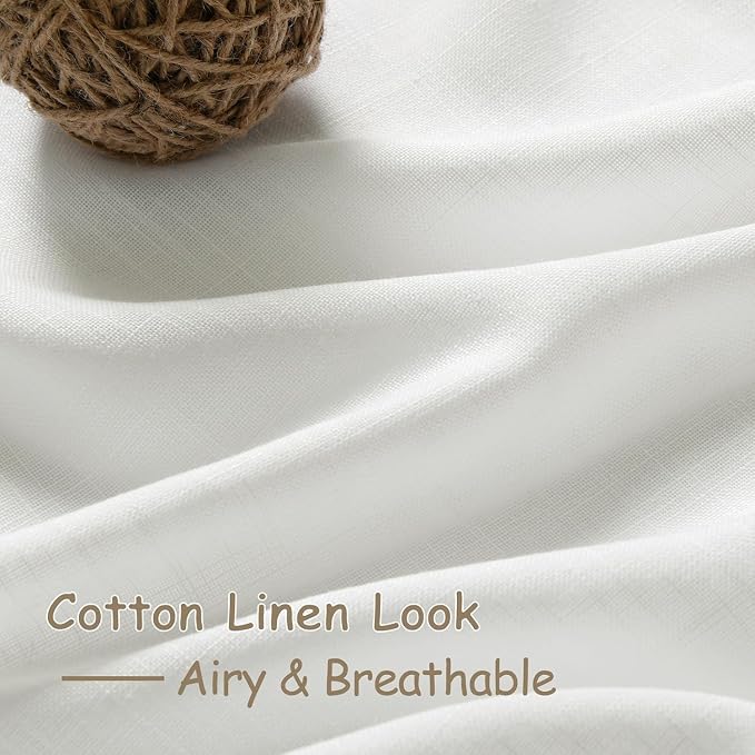 Nanspring Off White Linen Curtains 84 Inch Length 2 Panels Set for Living Room Back Tab Light Filtering Semi Sheer Curtain for Bedroom Farmhouse Drapes, 40x84 Inch, 2 Panels