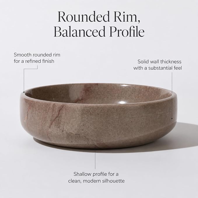 Natural Marble Decorative Bowl 17cm 4.5cm Height, Multifunctional Serving Bowl for Jewelry, Keys, Candy, Snacks, Fruits Modern Home Decor for Entryway, Coffee Table, Bedroom