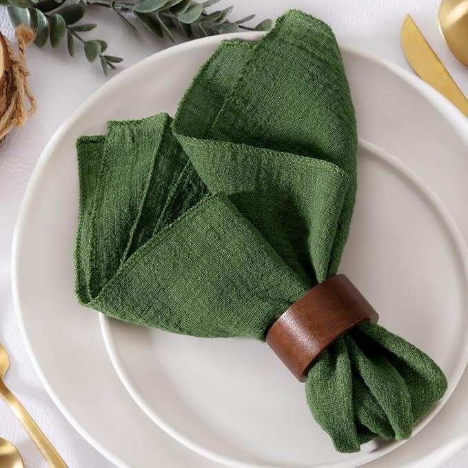 MLMW Olive Green Cloth Napkins Set of 10 Linen Spring Summer Table Napkins Cloth Bulk Washable Table Napkins 16.5"×16.5" for Wedding Garden Party Baby Bridal Shower Birthday Table Decorations
