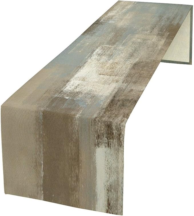 Grey and Beige Abstract Art Contemporary Table Runner,Modern Neutral Decorative Pattern Table Runner for Coffee Table Dining Room Table Bedroom Party Holiday Decor 13x90inch