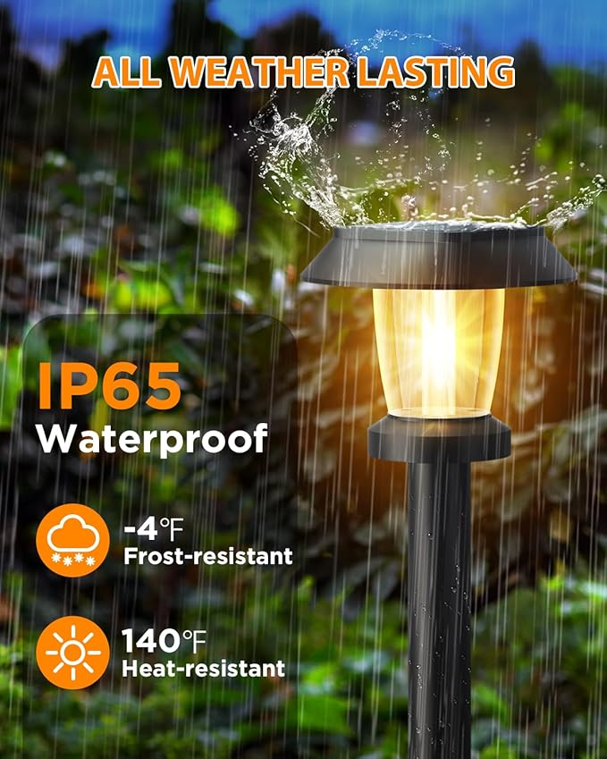 Solar Pathway Lights Outdoor - 10 Pack Solar Powered Garden Lights Waterproof IP65, Decor Landscape Lighting with Three Lighting Modes for Yard, Lawn, Walkway, Driveway, Warm White
