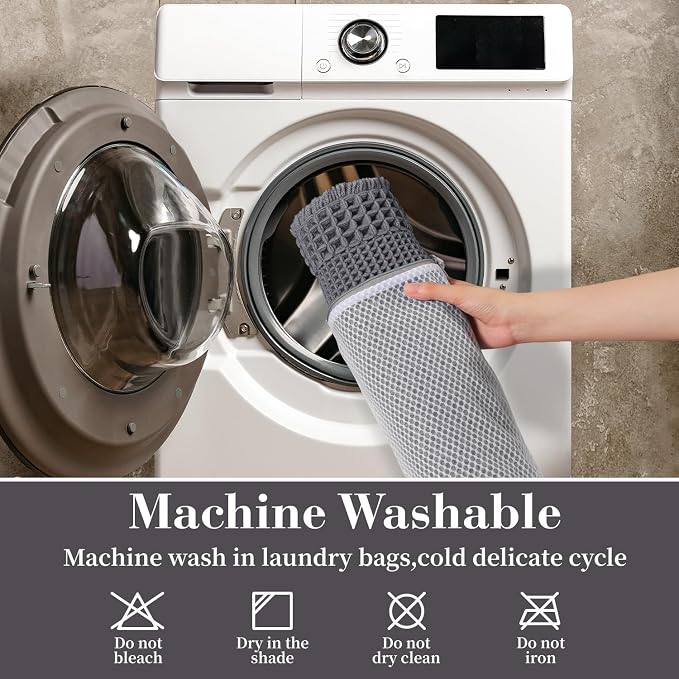 RESARE Waffle Bath Mat for Bathroom, Super Absorbent Bathroom Rugs Non Slip Machine Washable, Ultra Soft Quick Dry Boho Bath Rugs with Tassels, Farmhouse Home Decor Accessories, 17"x24" Dark Grey