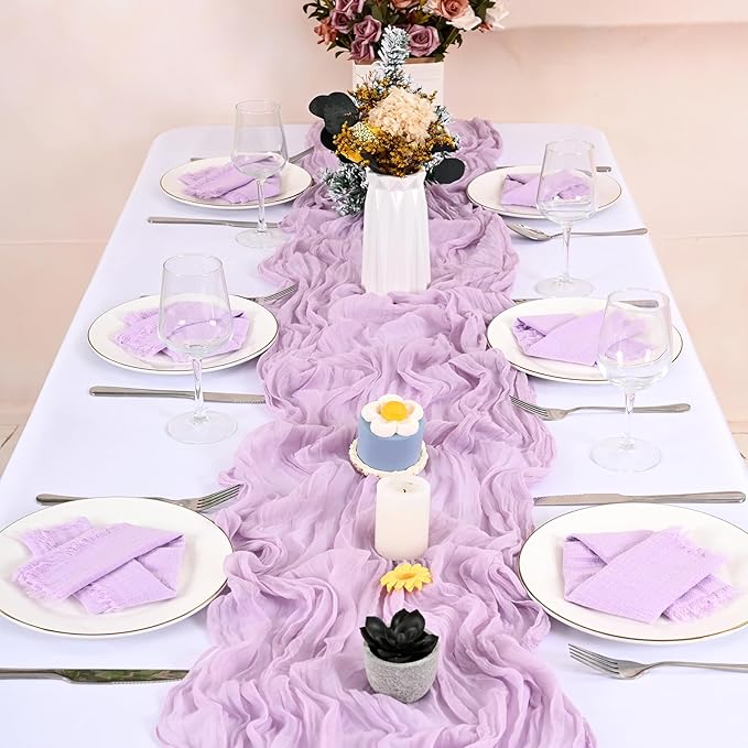 36 Pack Lavender Cloth Napkins with Fringe,16 x 16 Inch Cotton Linen Napkin, Washable and Reusable Handmade Napkins, Soft Rustic Boho Fringe Cloth Napkin for Dinner, Party, Wedding