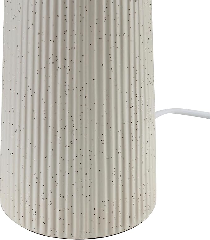 18" Ivory Pleated Shade Ribbed Ceramic Table Lamp – Modern Minimalist Desktop Lighting