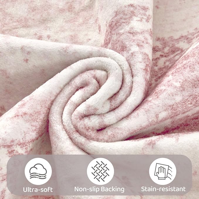 UERMEI 8x10 Area Rug Living Room Rugs - Washable Neutral Modern Abstract Soft Thin Large Rug Indoor Floor No Slip Rug Carpet for Bedroom Under Dining Table Home Office Decor - Pink