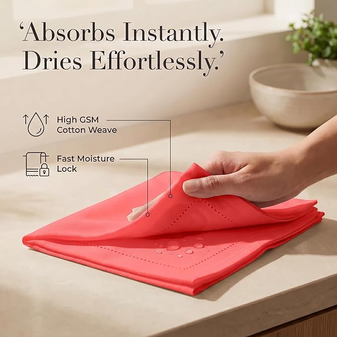 Urban Villa Cloth Napkins 100% Cotton Highly Absorbent Washable Durable Reusable Premium Dinner Napkins Ideal for Gifts for Mothers Day Hotel Farmhouse Parties - Red (20" x 20", Set of 12)