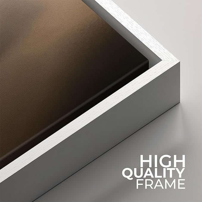SIGNFORD Framed Canvas Print Wall Art Set Neutral Foggy Landscape Soft Beige and Brown Abstract Illustrations Modern Art Minimal Relax/Calm for Living Room, Bedroom, Office - 16"x16"x2 White