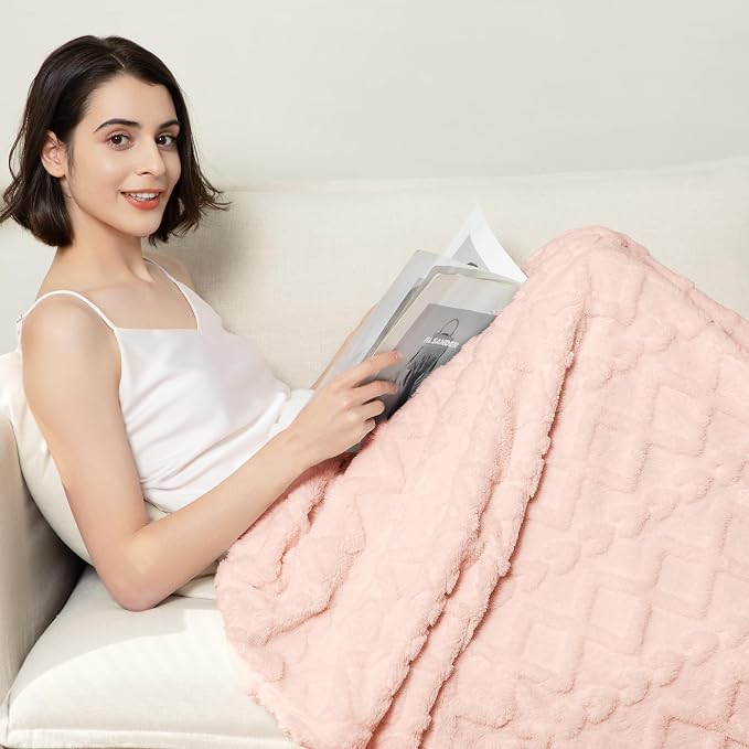 Aganear Blanket Queen Size - Fuzzy Cozy Sof Blanket for Couch, Sofa, Bed, Office, Decorative Present for All Seasons, Portable Throw Blankets for Couch, Sofa, Bed(90"x90", Pink)