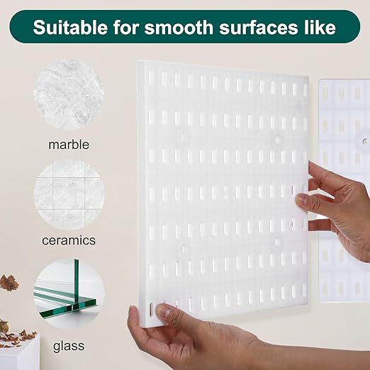 Wall Mount Peg Board Organizer 45pcs Kit, 4 Panels and 41 Accessories Pegboard Wall Organizer with Hooks, Bins, Shelves, DIY Tool Storage Pegboards Kits for Home Office Space Saving (White, 22"×22")