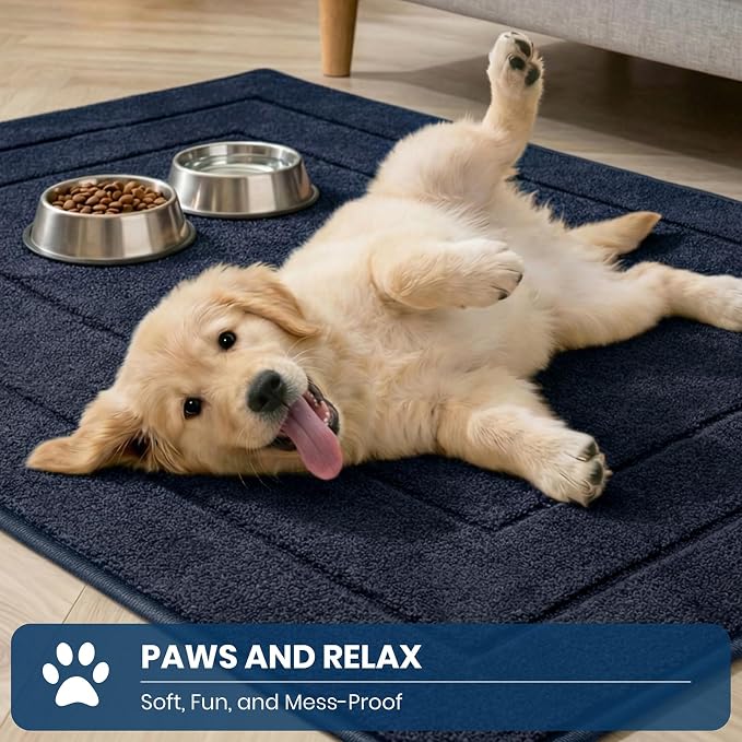 PURRUGS Machine Washable Kitchen Rug 24" x 35.5", Non-Slip/Skid Kitchen Runner Rugs & Floor Mats, Super Absorbent Soft Standing Mats for Kitchen, Sink & Laundry, Navy Blue