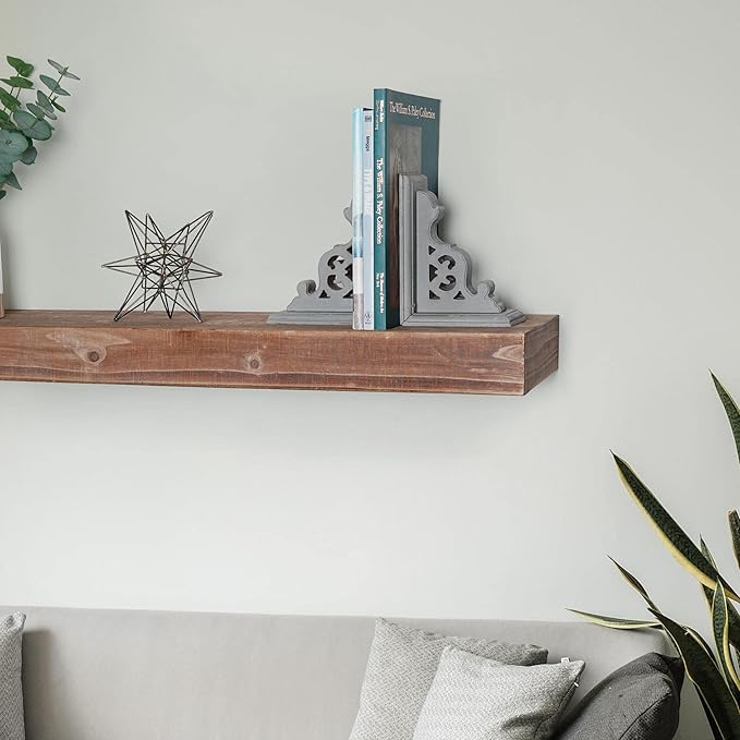 American Art Decor Decorative Heavy Duty Wood Bookends for Books/CDs/Vinyls/Magazines for Living Room, Bathroom, Bedroom, & Office - Home, Wall Decor & Shelf Accents - Natural, Set of 2 (7.75x5.8x3.8)